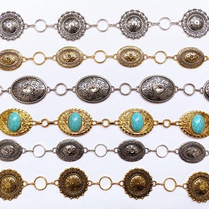 Ceinture chaîne Western Silver Gold Concho S/M L/XL