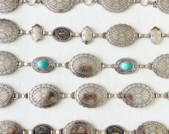 Ceinture western concho en métal argenté Southwest