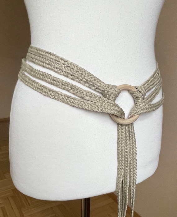 Wooden Pendant  3XL Nautical Rope in Natural Linen [Made in Italy