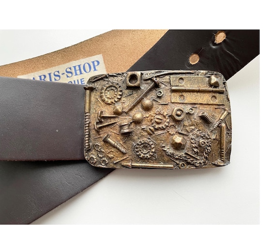 Solid Brass Industries Screws Nuts buckle on Brow… - image 2