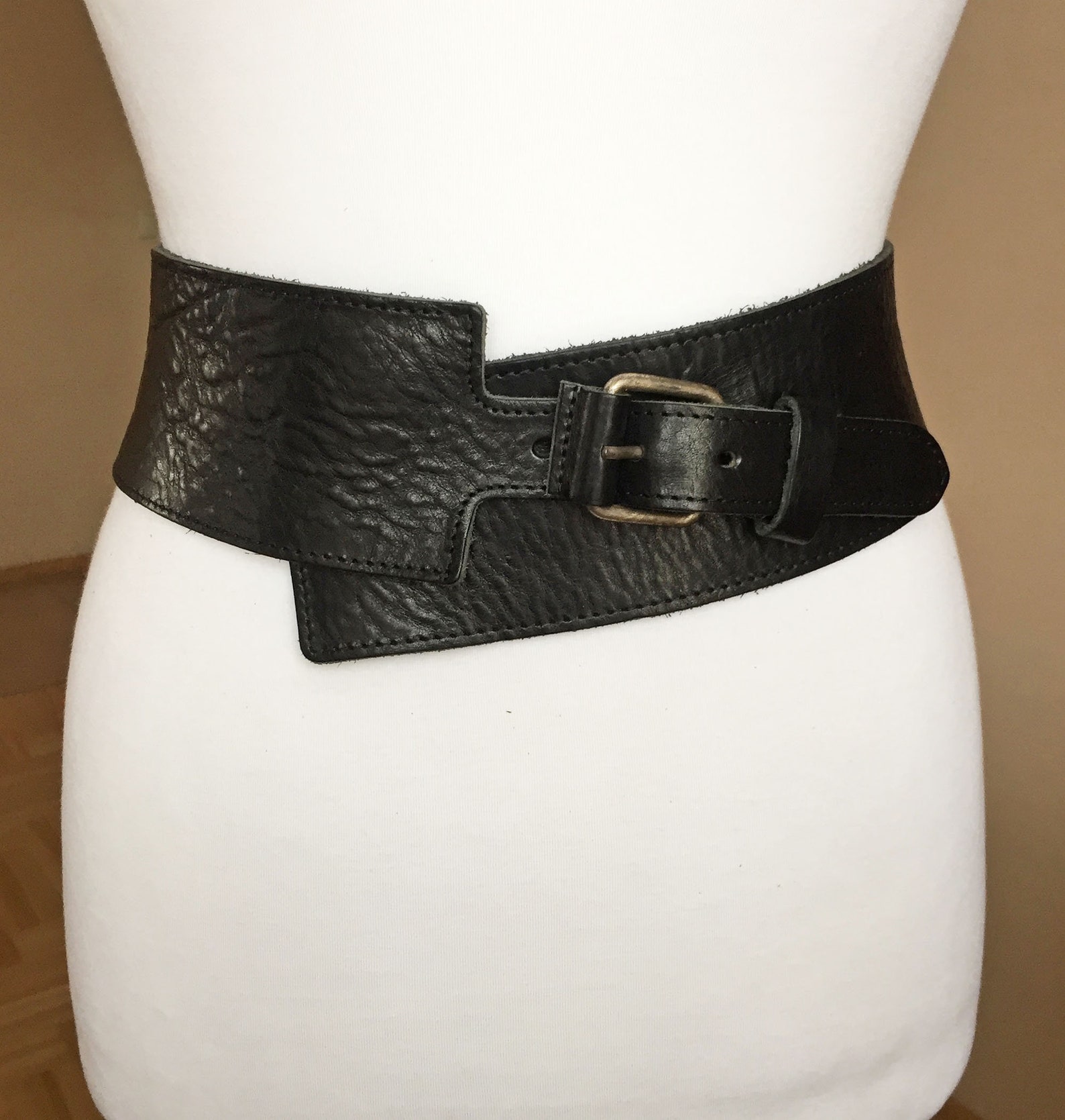 Vintage Wide Black Leather Waist Belt 8290 cm 3235 Etsy