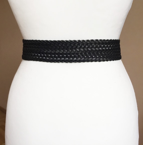 Vintage Black Boho 5cm/2" Wide Woven Braided Leat… - image 5