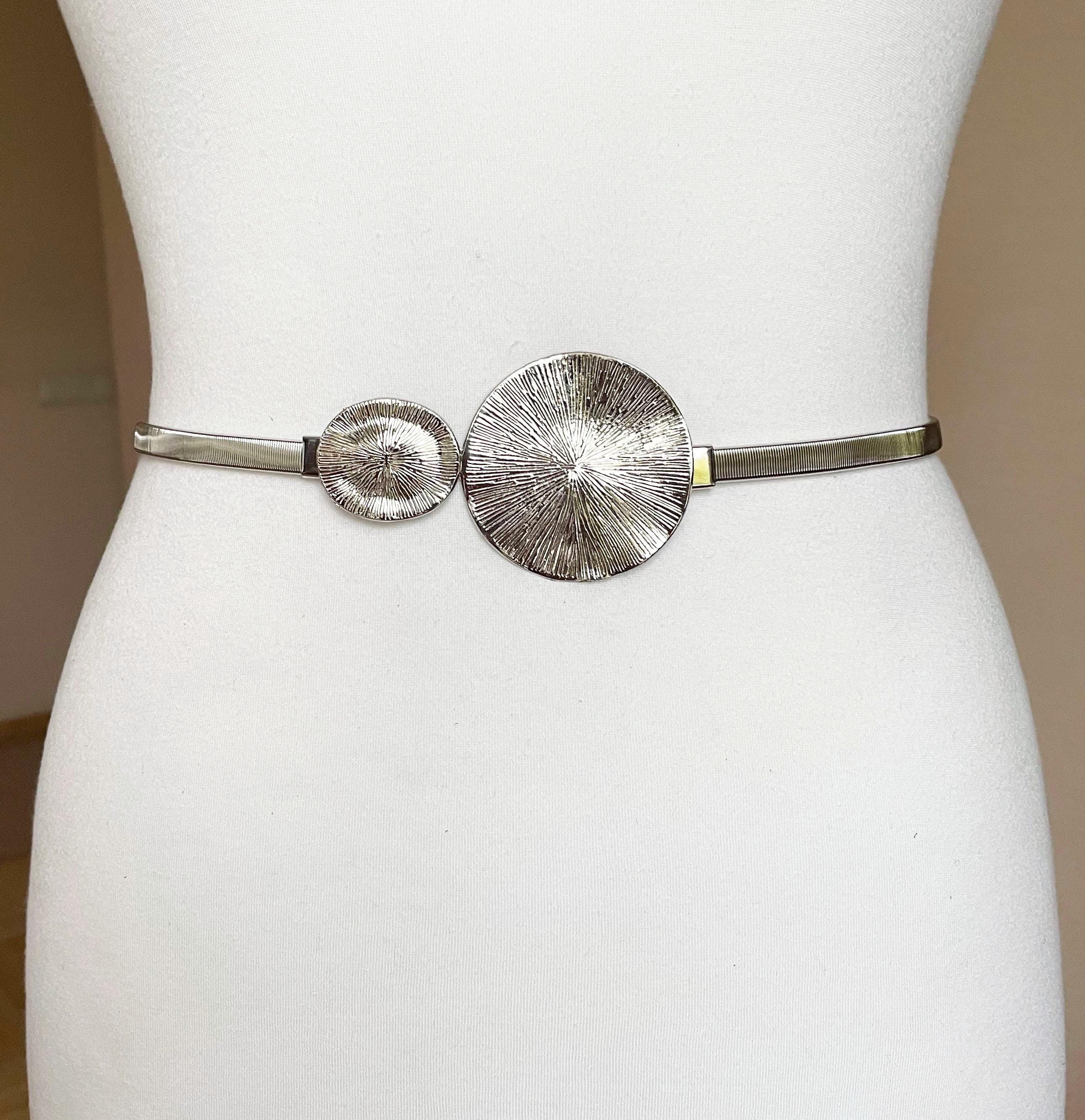 Vintage EXP Silver Tone Metal Belt Size 29\