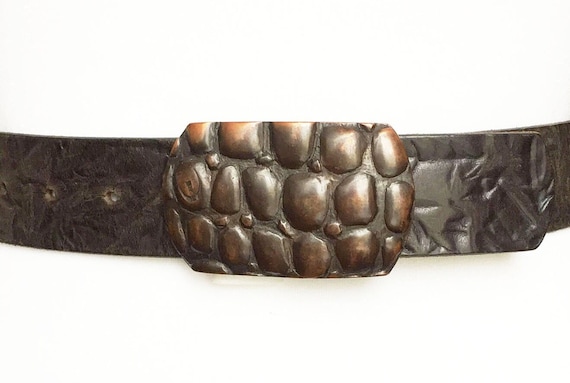 Just Cavalli Vintage Brown Embossed Leather belt … - image 1