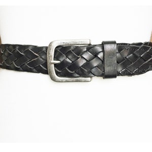 Tommy Hilfiger Vintage L XL Brown Braided Woven Waist Leather Belt