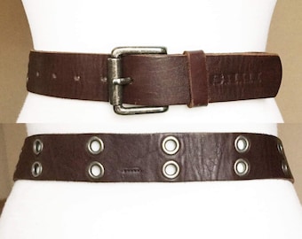 Vintage 80-90 cm/ 31-35" Western Grommets Brown Thick Leather belt