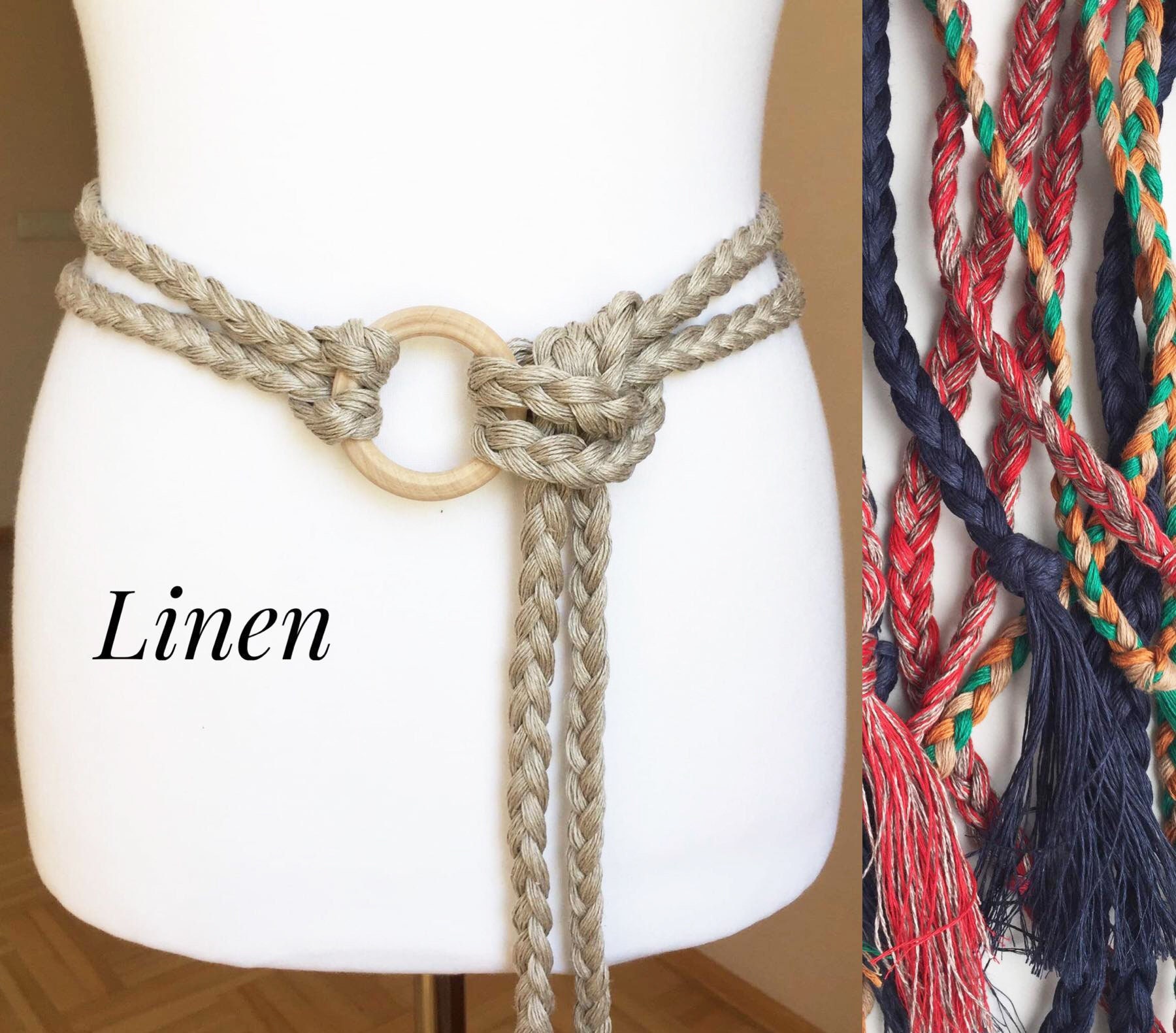 Braided Stripe Rope Belt With Silver Oxide Hook