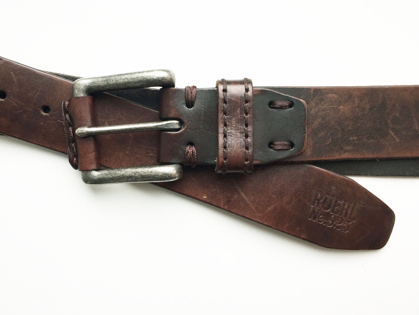 Ruehl No 925 Vintage Mens Heavy Duty Western Brown Thick Distressed Leather belt, Solid Brass Buckle, 85-100 cm, 33-39 Ruehl No 925 Vintage Mens Heavy Duty Western Brown Thick Distressed Leather belt, Solid Brass Buckle, 85-100 cm, 33-39