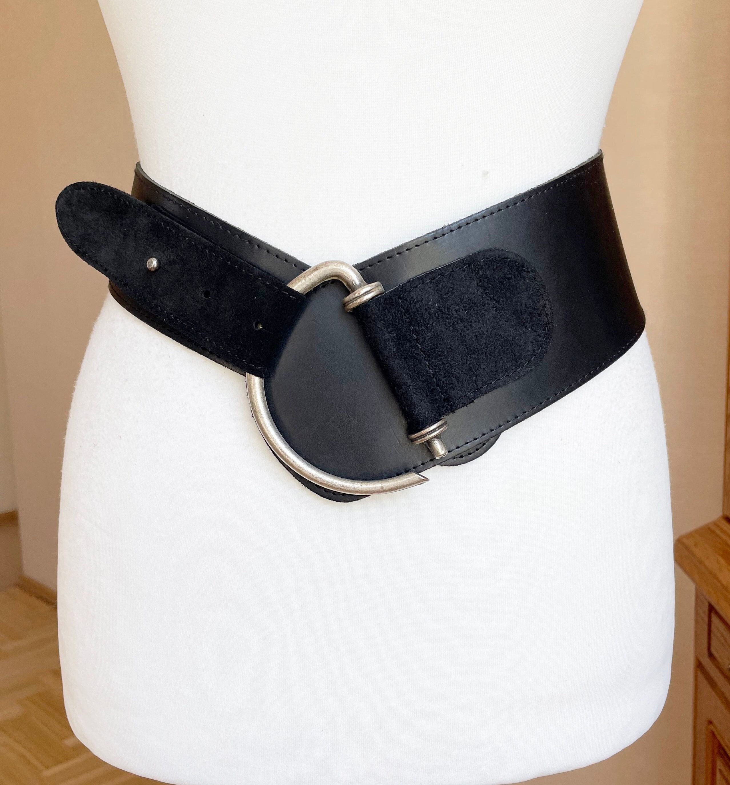 Women Suit Wide Waist Belt Corset Cinch Buckle Stretch Asymmetrical  Waistband