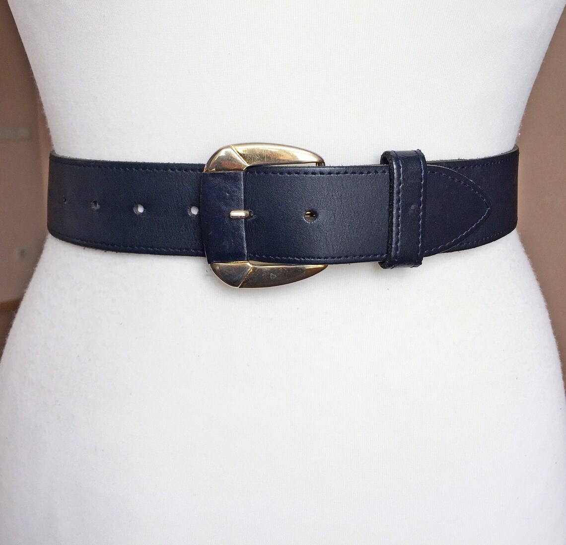 Vintage m/l Dark Navy Women Waist Leather Belt 8094 cm Etsy