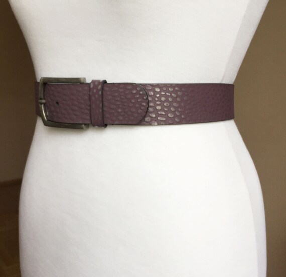 Vintage Mauve Lilac Leather belt, 33-37", 85-95 cm - image 3