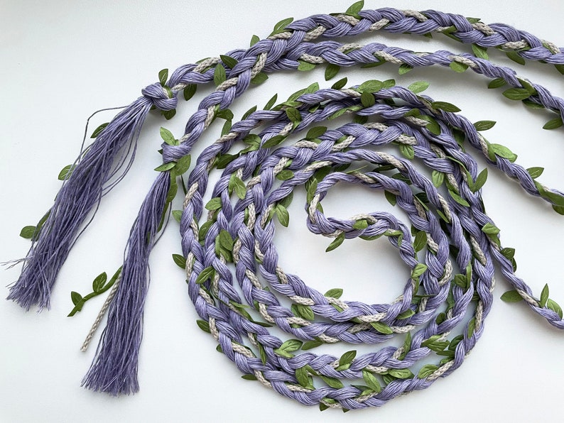 Renaissance Eave Ropes LINEN Medieval Renaissance Belt Braided With Green Leaves, Birch Wood ...
