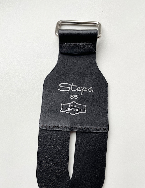 Steps Vintage Wide Black high Low Waist Leather b… - image 8