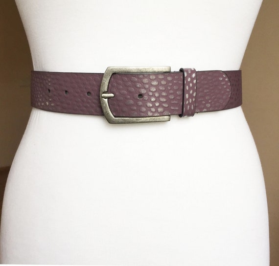 Vintage Mauve Lilac Leather belt, 33-37", 85-95 cm - image 1