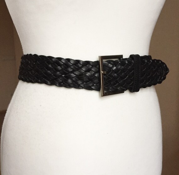 Saddler Vintage M L Woven Wide Black Braided Wais… - image 5