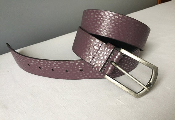 Vintage Mauve Lilac Leather belt, 33-37", 85-95 cm - image 2