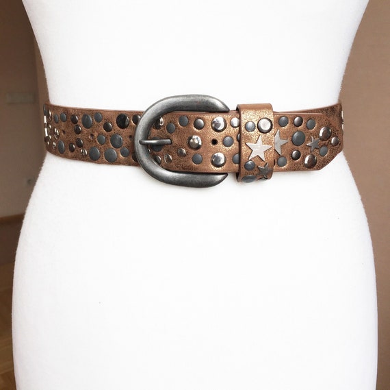 Women Fashion Metallic Bronze Sparkling Glitter Brown Belt Hip Waist Size XS S M Women Fashion Metallic Bronze Sparkling Glitter Brown Belt Hip Waist Size XS S M