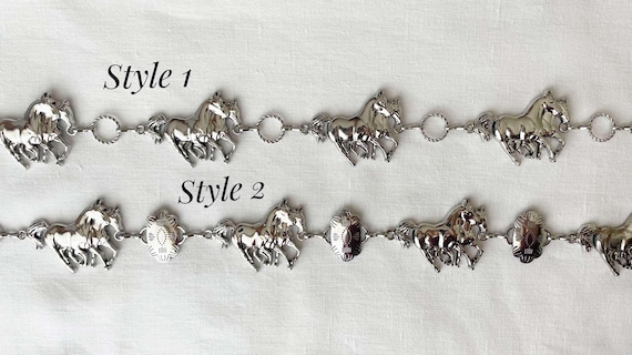 Horse Concho Belt, Western Silver Metal Concho Chain Belt  display picture 2