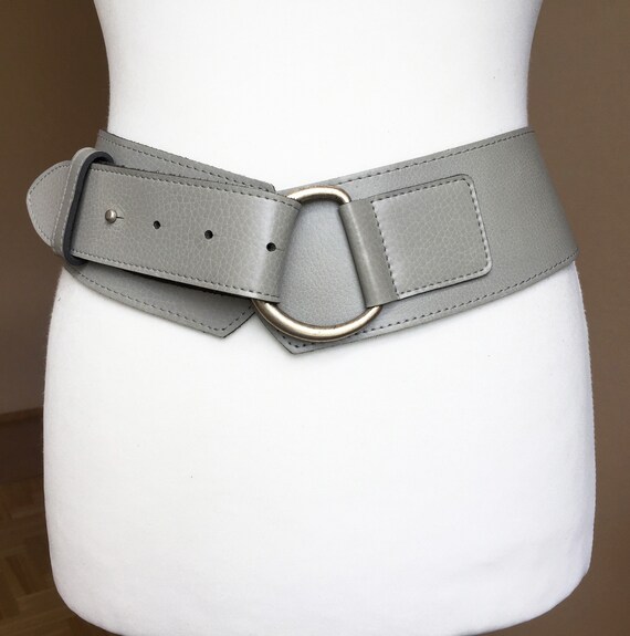 Vintage M/L Wide Grey Leather Belt 33-35 85-90 cm | Etsy