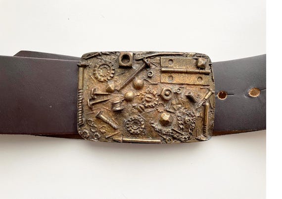 Solid Brass Industries Screws Nuts buckle on Brow… - image 1