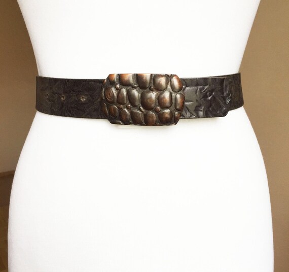 Just Cavalli Vintage Brown Embossed Leather belt … - image 3