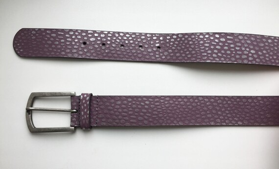 Vintage Mauve Lilac Leather belt, 33-37", 85-95 cm - image 6