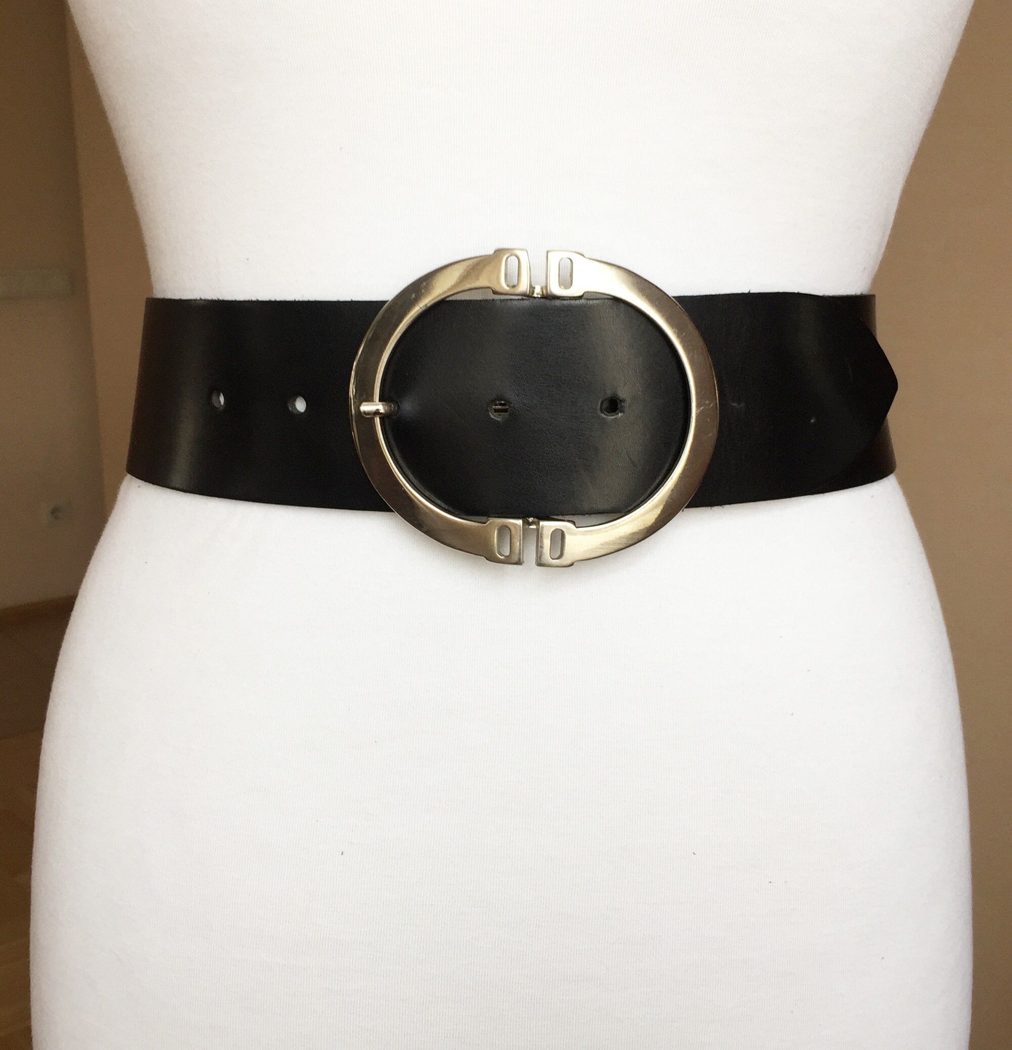 Vintage XL Wide Black Waist Leather Belt 98-110 cm | Etsy