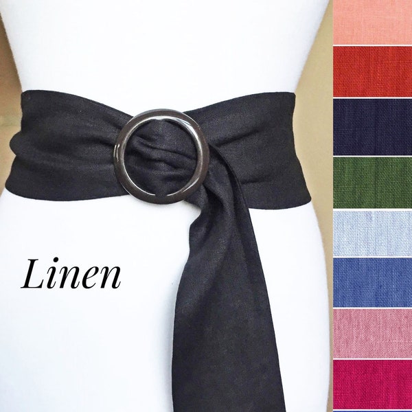 Ceinture en lin 3,5 po./ 9 cm de large 100-180 cm/ 39-70 po. de long en lin naturel Ceinture pour robe tendance Ceinture en lin pour robe