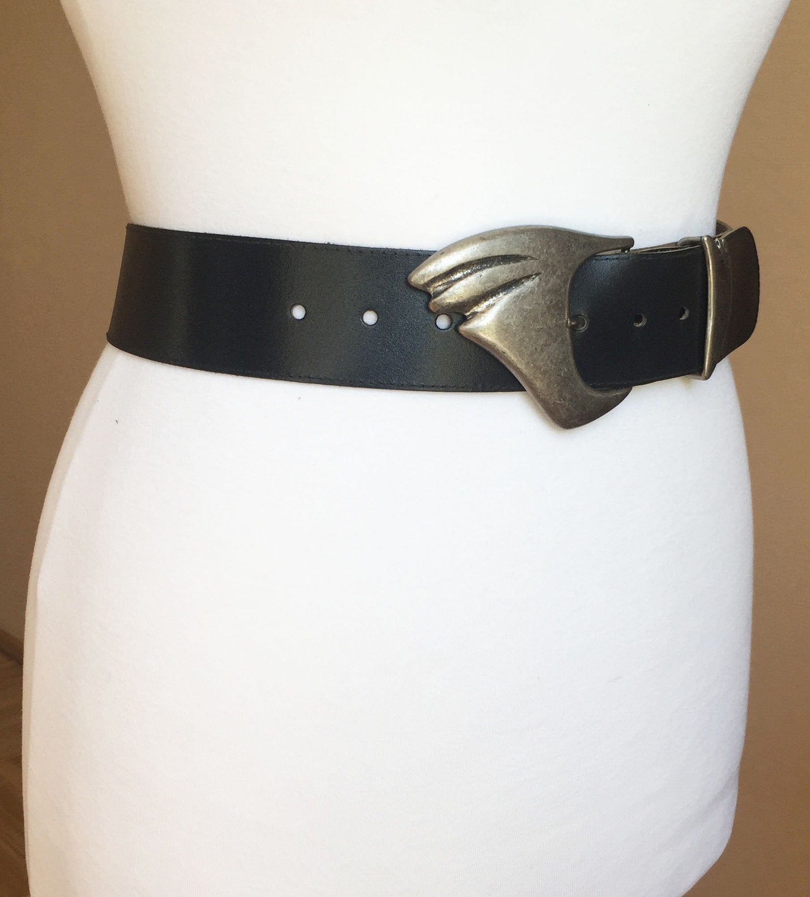1980s Wide Black Leather Waist belt 7590 cm 2935 Etsy