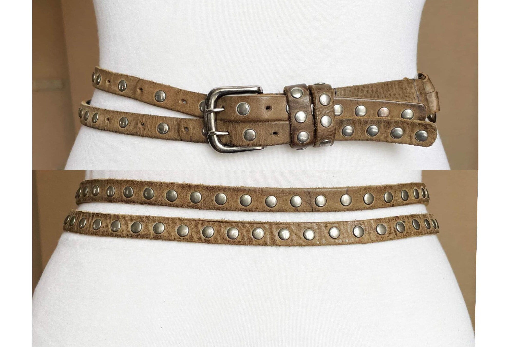 ◆2000Archives◆ DOUBLE STRAP STUD BELT KHAKI 2A24HWAC04KHOS DOUBLE STRAP STUD BELT (KHAKI) - 2000 Archives