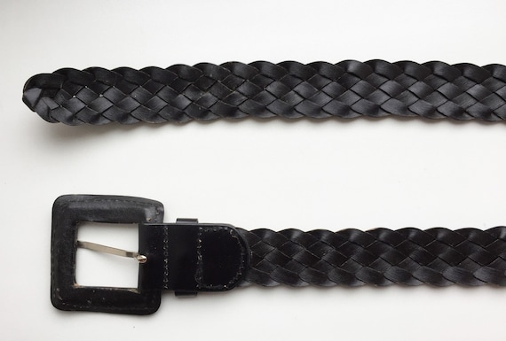 Vintage L XL Woven Black Braided Leather belt - image 6