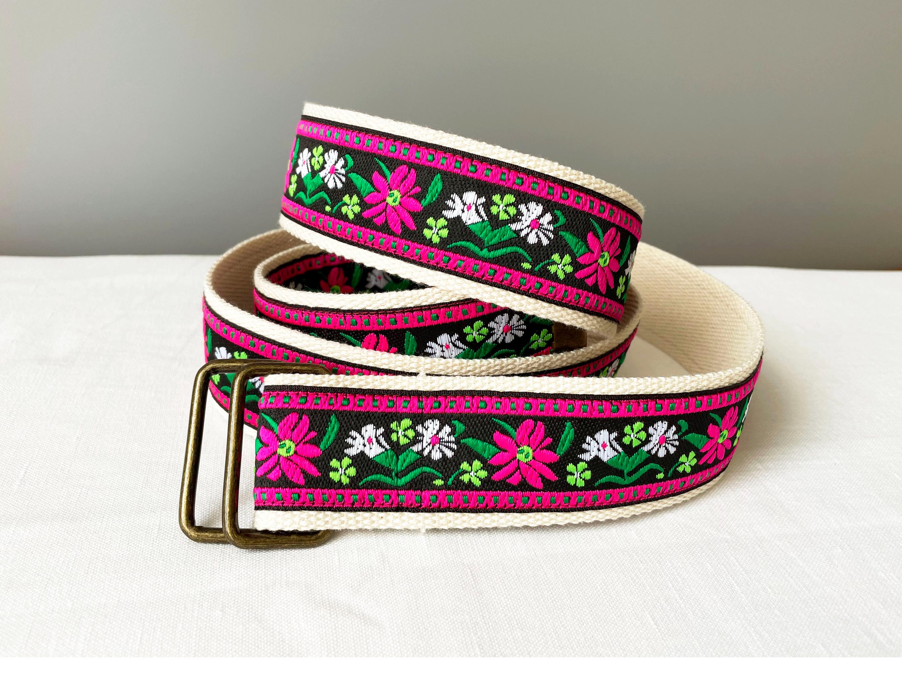 9211 Cotton Jacquard Floral Designer Waist Belt Fashion Vintage Vintage Jacquard Belt With Beige Floral Pattern, Y2K 90s - Etsy main image 4