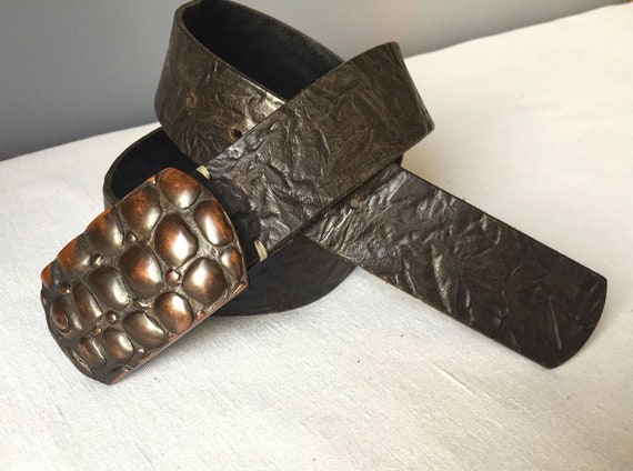 Just Cavalli Vintage Brown Embossed Leather belt … - image 2