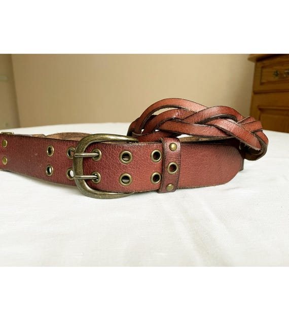 ヴィンテージ ブラウン 編み込みレザーベルト 編み込み レザーベルト