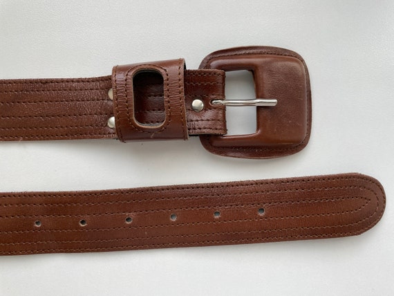 60s 70s Vintage 25-30"/ 65-77cm Brown Waist Leath… - image 8