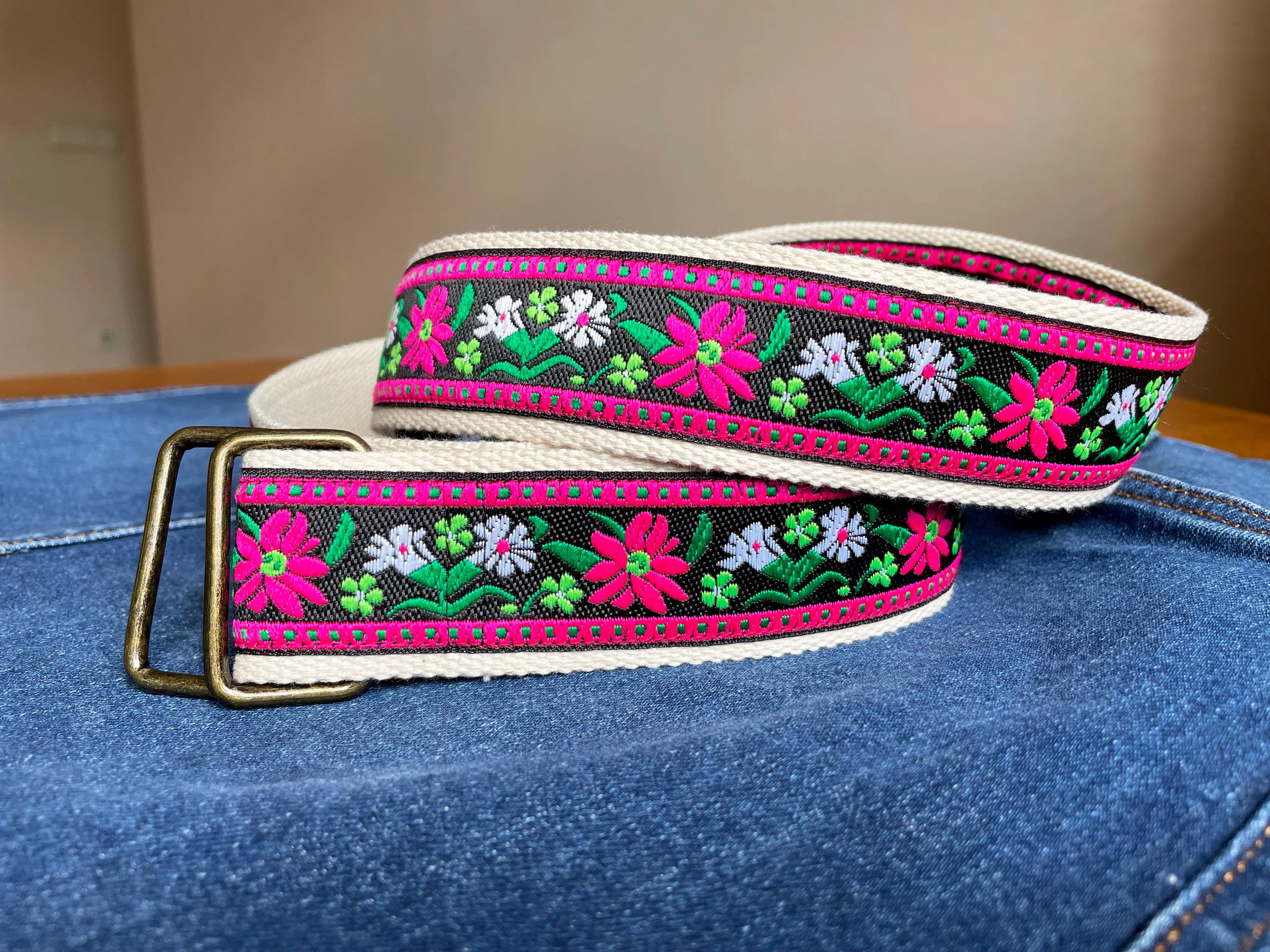 4281 Cotton Jacquard Floral Designer Waist Belt Fashion Vintage Vintage Fabric Belt Women main image 3