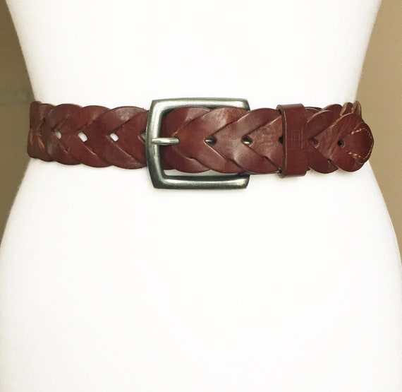 Tommy Hilfiger Vintage L XL Brown Braided Woven Waist Leather Belt -   Canada