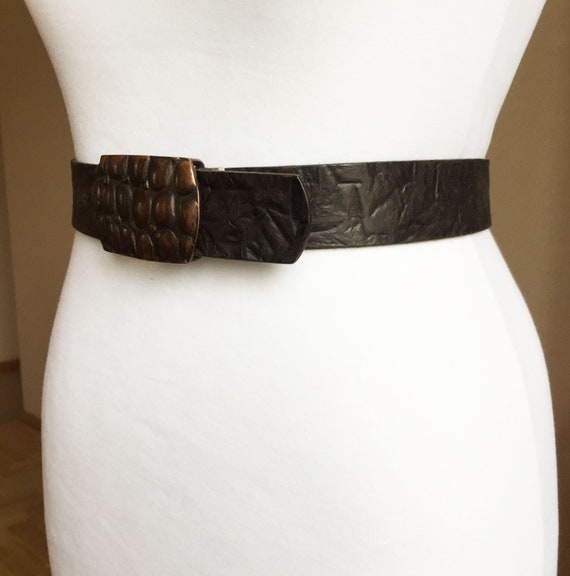Just Cavalli Vintage Brown Embossed Leather belt … - image 4
