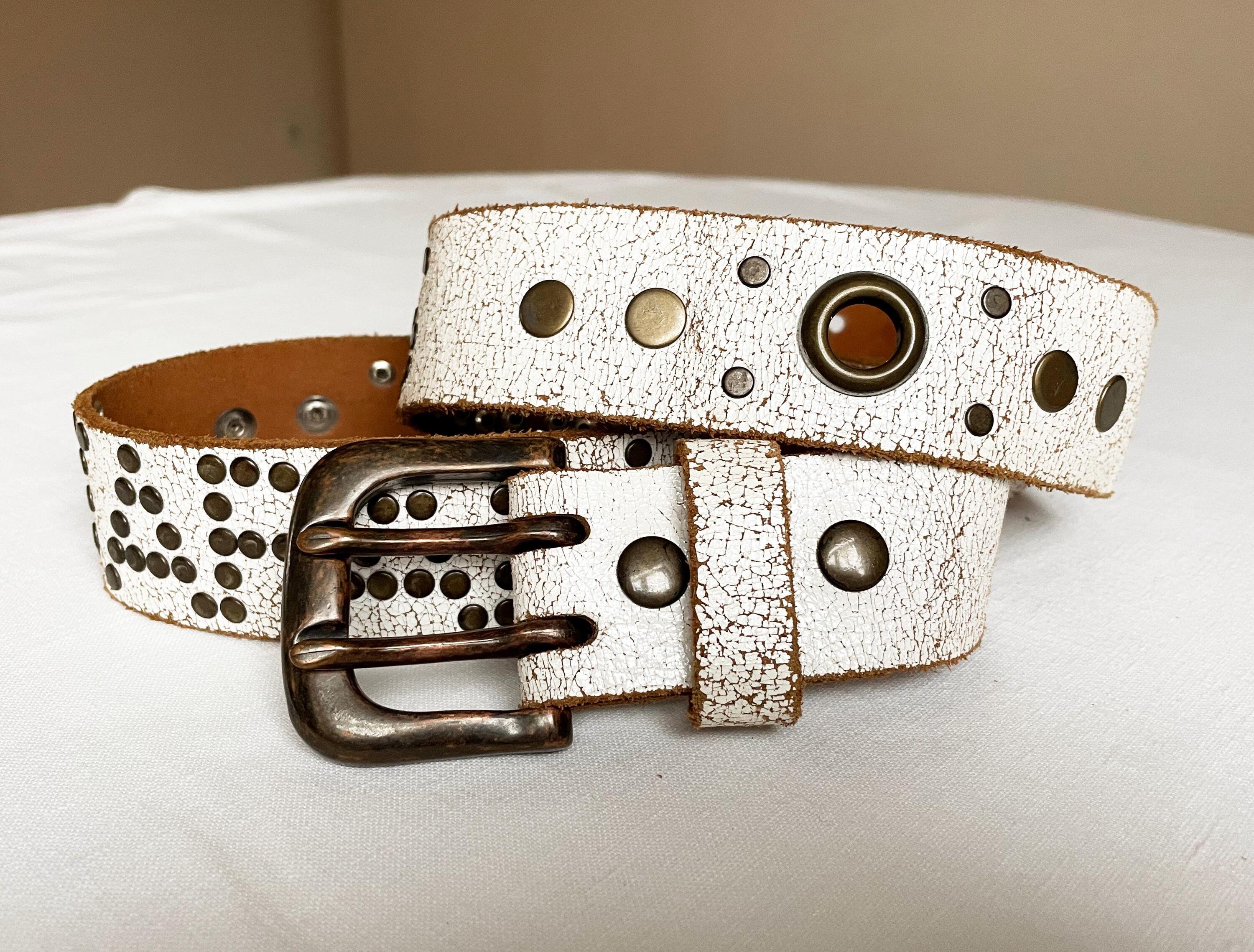 【にちぱ】LEDERFABRIK PERLINGERベルト Japan Rags Vintage Western Double Prong Grommets Studded