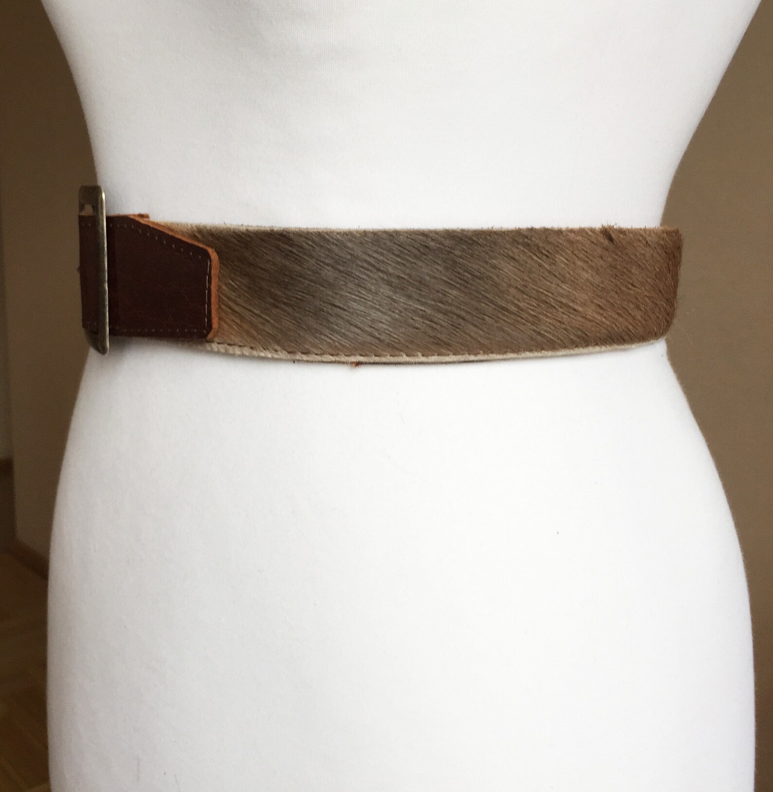 Vintage L/XL Cow Hair Leather belt Women Wide Brown Thick | Etsy