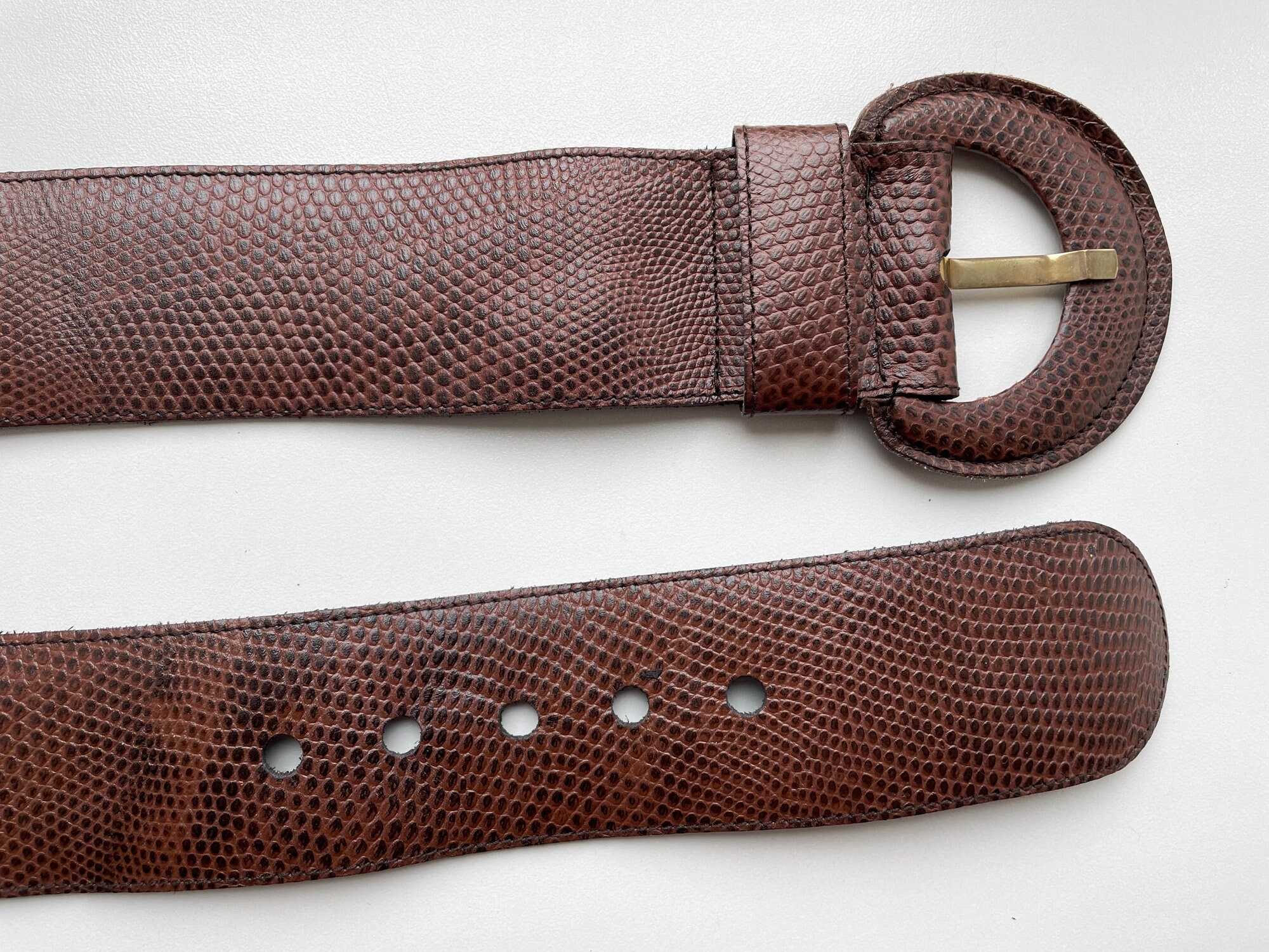 Vintage 3 Wide Soft Leather Oval Brass Buckle Disco Fashion Sash Caramel Brown  Belt, 80-90 Cm, 31-35 