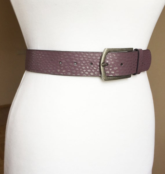 Vintage Mauve Lilac Leather belt, 33-37", 85-95 cm - image 5