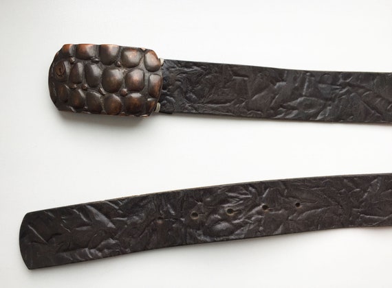 Just Cavalli Vintage Brown Embossed Leather belt … - image 9