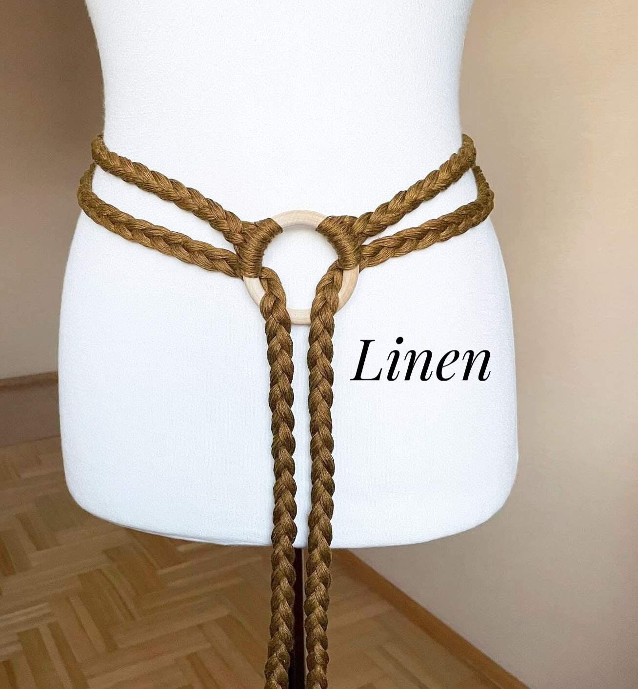 1841 Women\'s Hand-woven Bandage Tether Chain Waist Belt Bow-tie Tassel Hand Braided Black Rope Belt With Tassels - Etsy main image 4