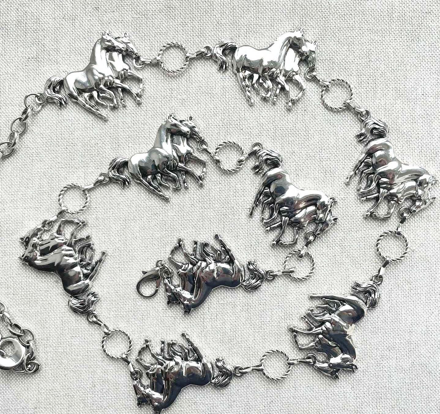 Horse Concho Belt, Western Silver Metal Concho Chain Belt - Etsy