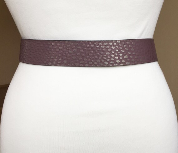 Vintage Mauve Lilac Leather belt, 33-37", 85-95 cm - image 4