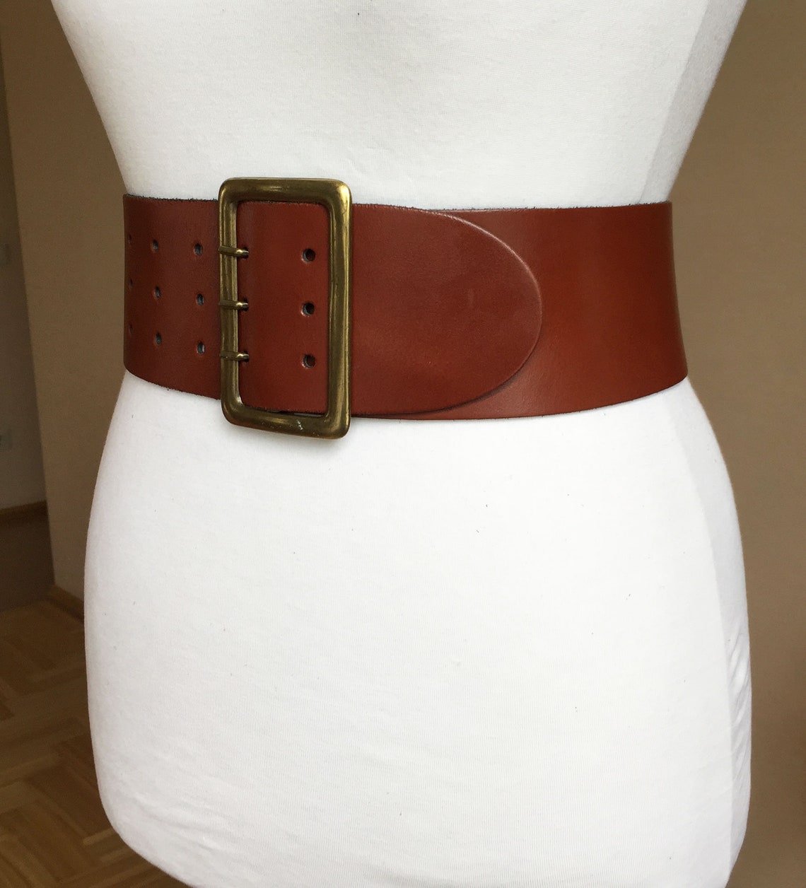 Vintage Extra Wide XS/S Brown Waist Leather belt 63-75 cm | Etsy