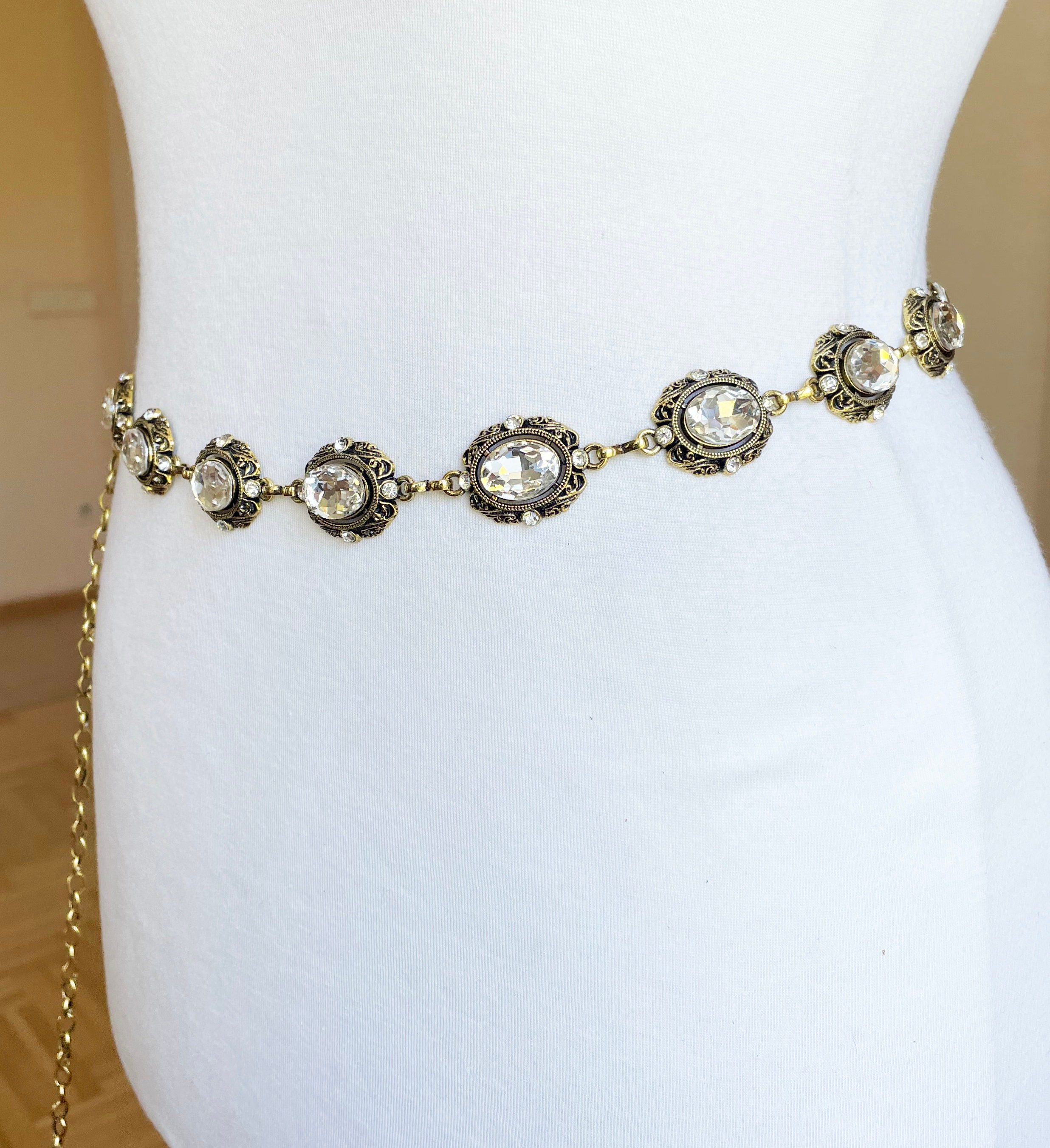 Vintage Gold tone jeweled chain belt Chico main image 3