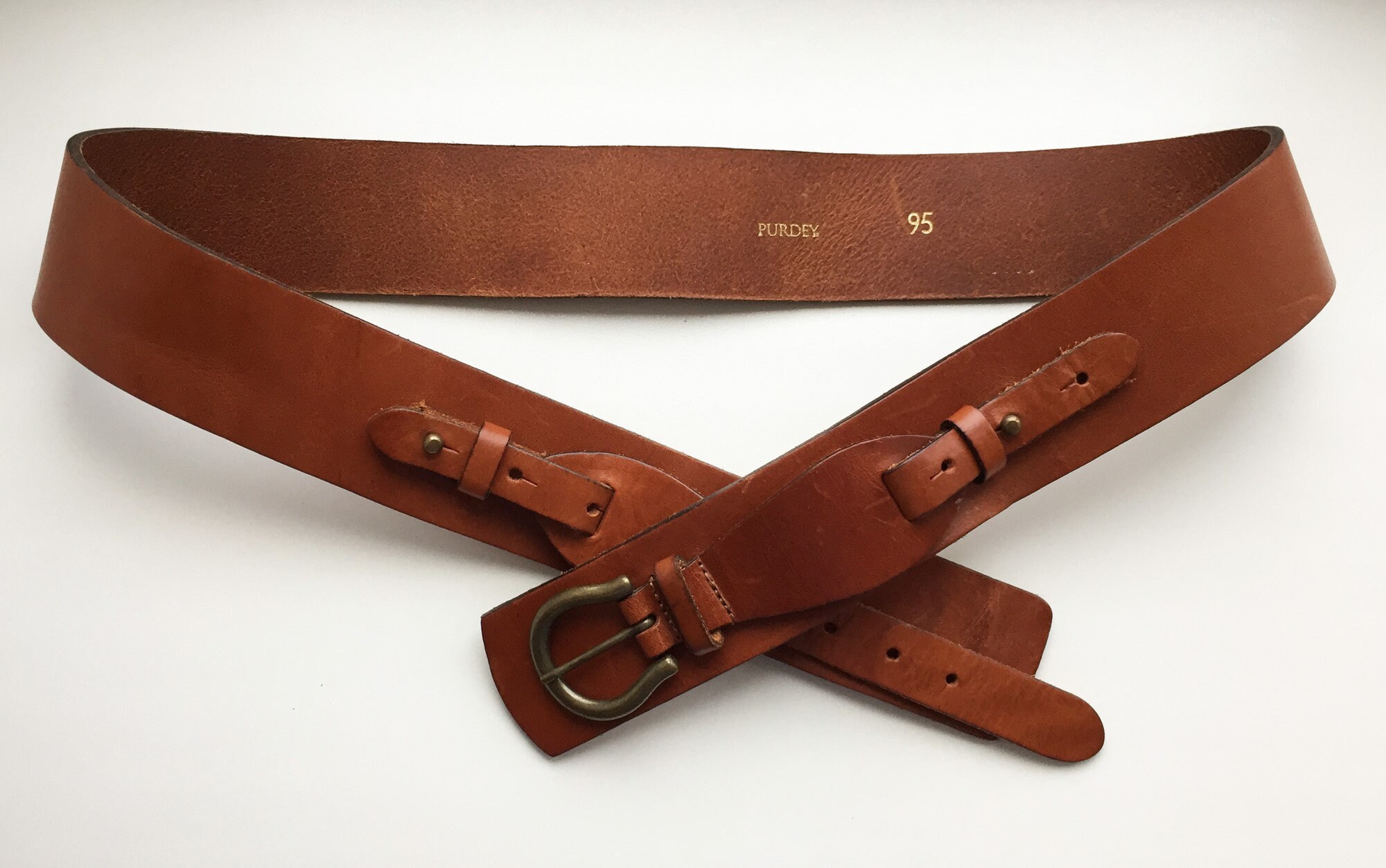 Vintage L/XL Thick Leather belt Women Wide Cognac Brown Waist Etsy