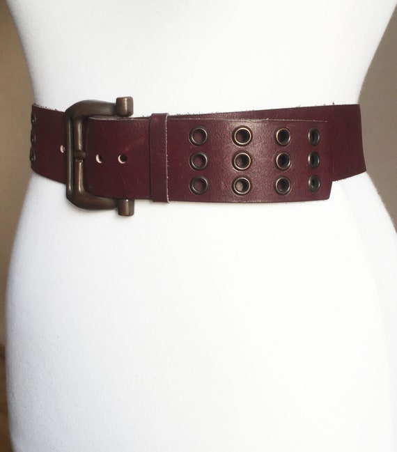 Vintage Plum Brown Grommets Soft Leather Belt Solid Brass Buckle, 32-35  82-90cm -  Canada